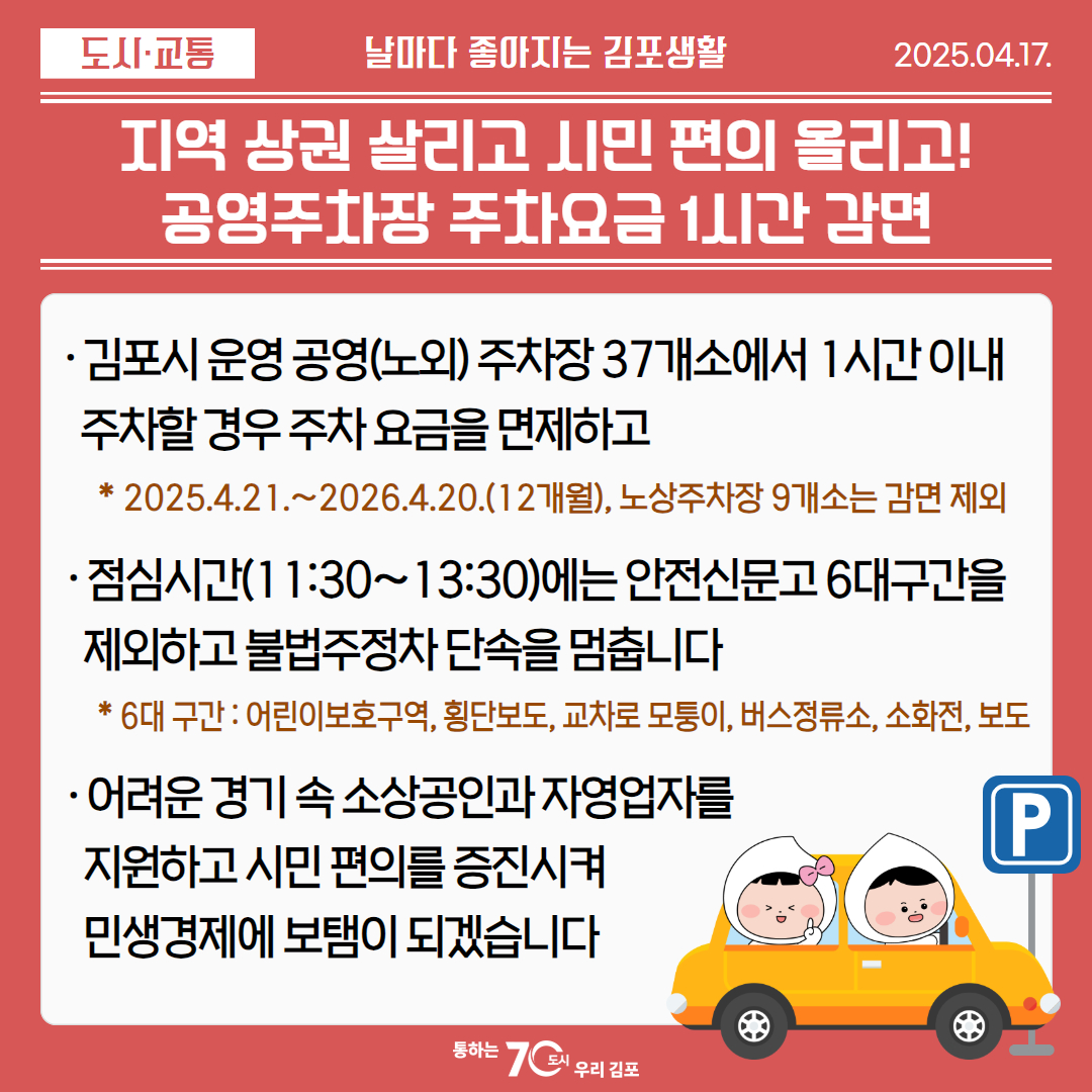 지역 상권 살리고 시민 편의 올리고! 공영주차장 주차요금 1시간 감면 이미지 1