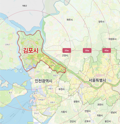 공간적 범위 김포시 지도 사진